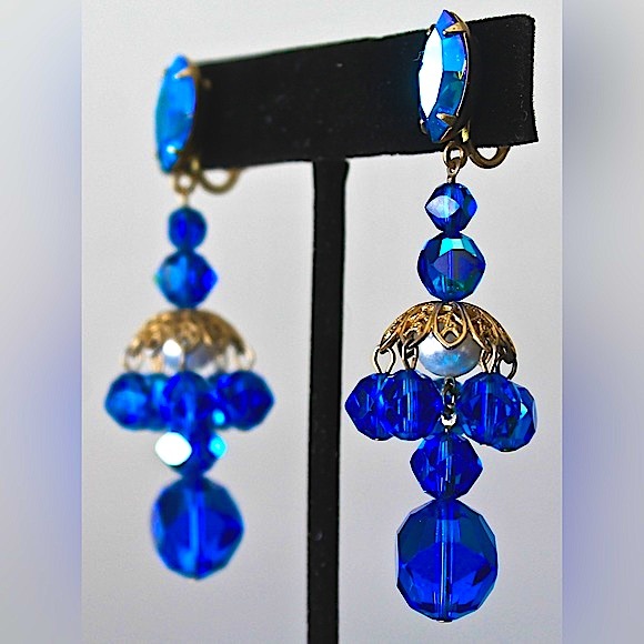 LEWIS SEGAL OF CALIFORNIA EARRINGS CLIP DANGLES 4 INCH VINTAGE - Picture 3 of 8